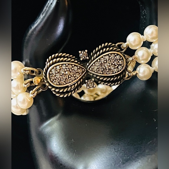Vintage Heidi Daus Flower Brooch to Bracelet Conversion Pearl Strand Bracelet 7” - Picture 4 of 10
